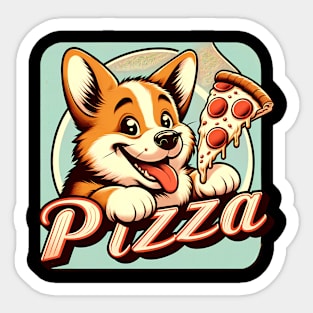 Funny Pizza Cute Corgi Dog Lover Sticker